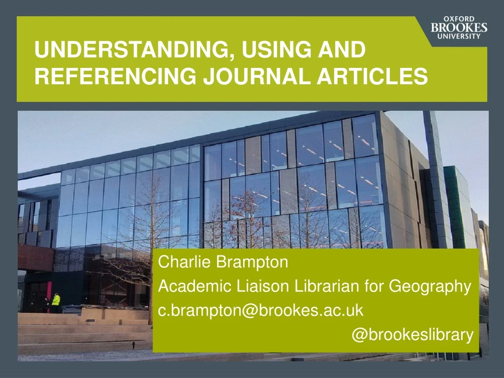 understanding using and referencing journal articles