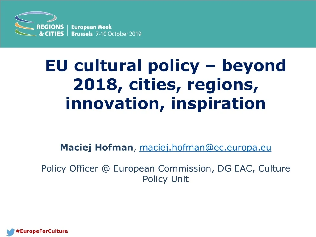 e u cultural policy beyond 2018 cities regions