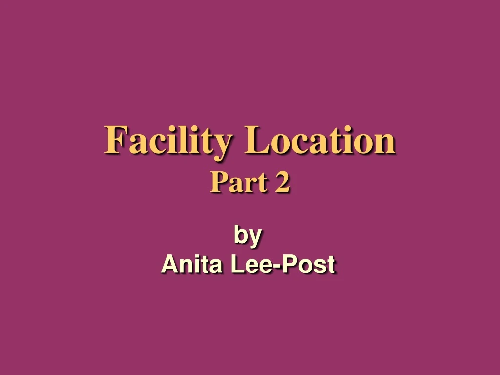 facility location part 2