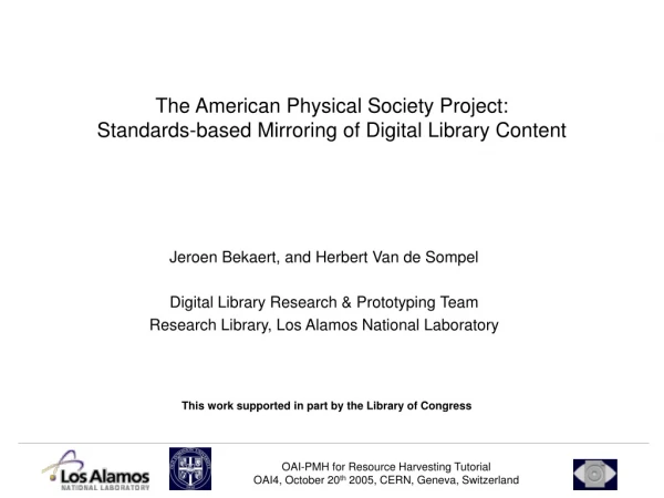 The American Physical Society Project: Standards-based Mirroring of Digital Library Content