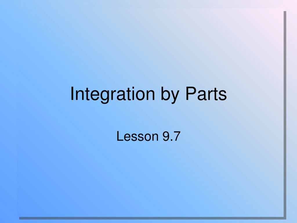 integration by parts