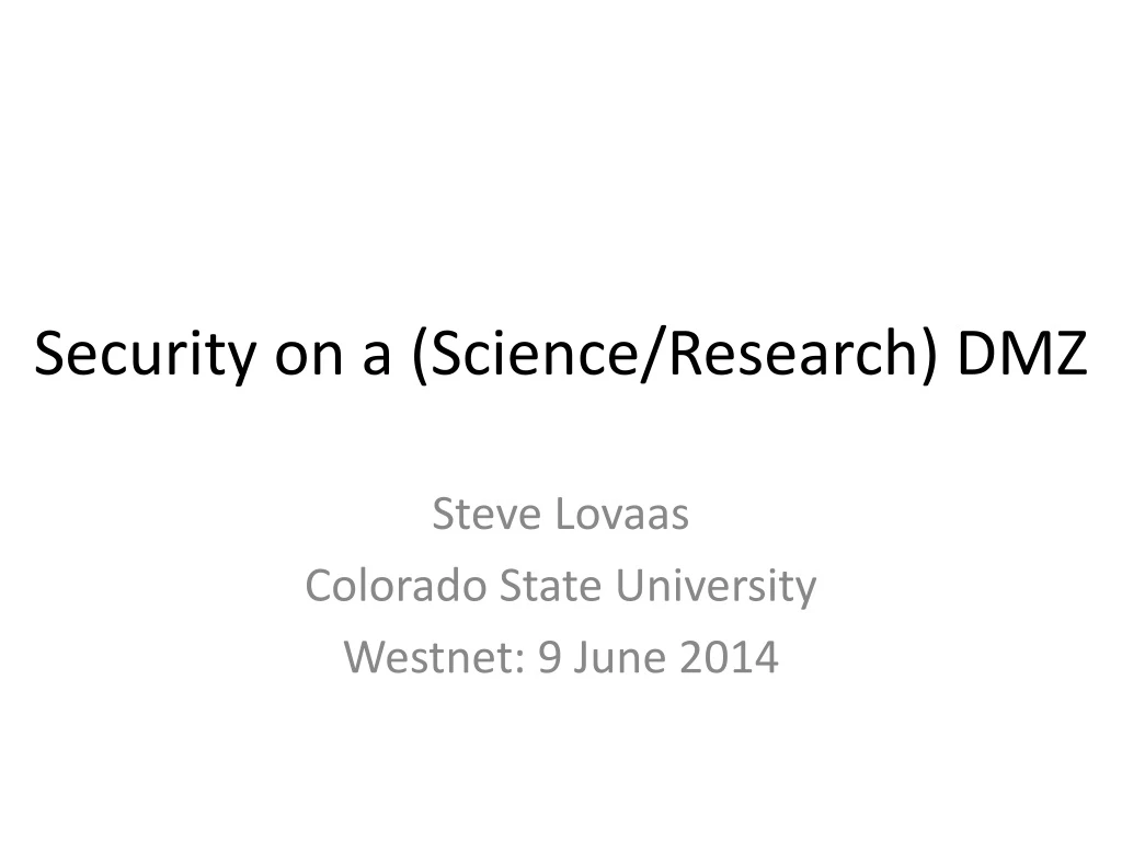 security on a science research dmz
