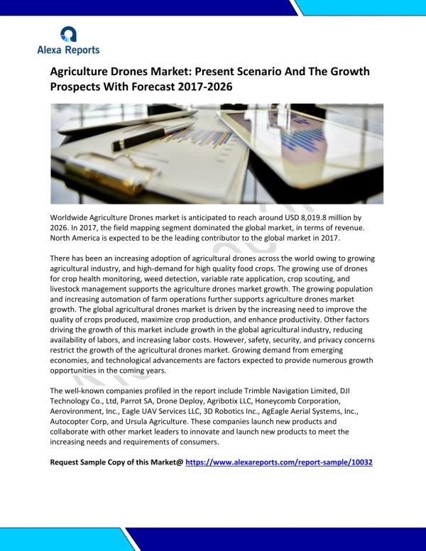 Agriculture Drones Market: Present Scenario And The Growth Prospects With Forecast 2017-2026