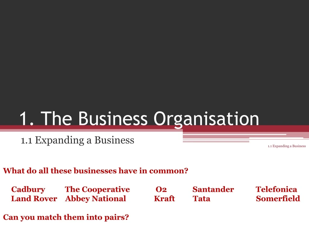 1 the business organisation