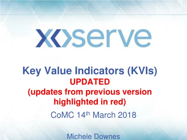 Key Value Indicators (KVIs) UPDATED (updates from previous version highlighted in red)
