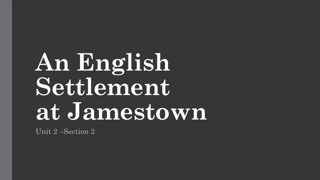 an english settlement at jamestown