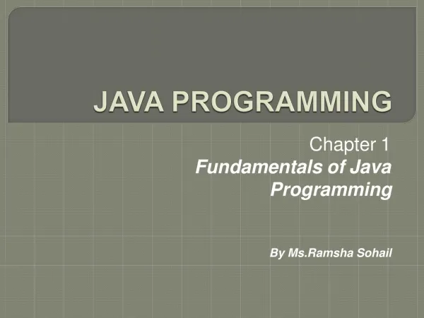 Chapter 1 Fundamentals of Java Progra m ming By Ms.Ramsha Sohail