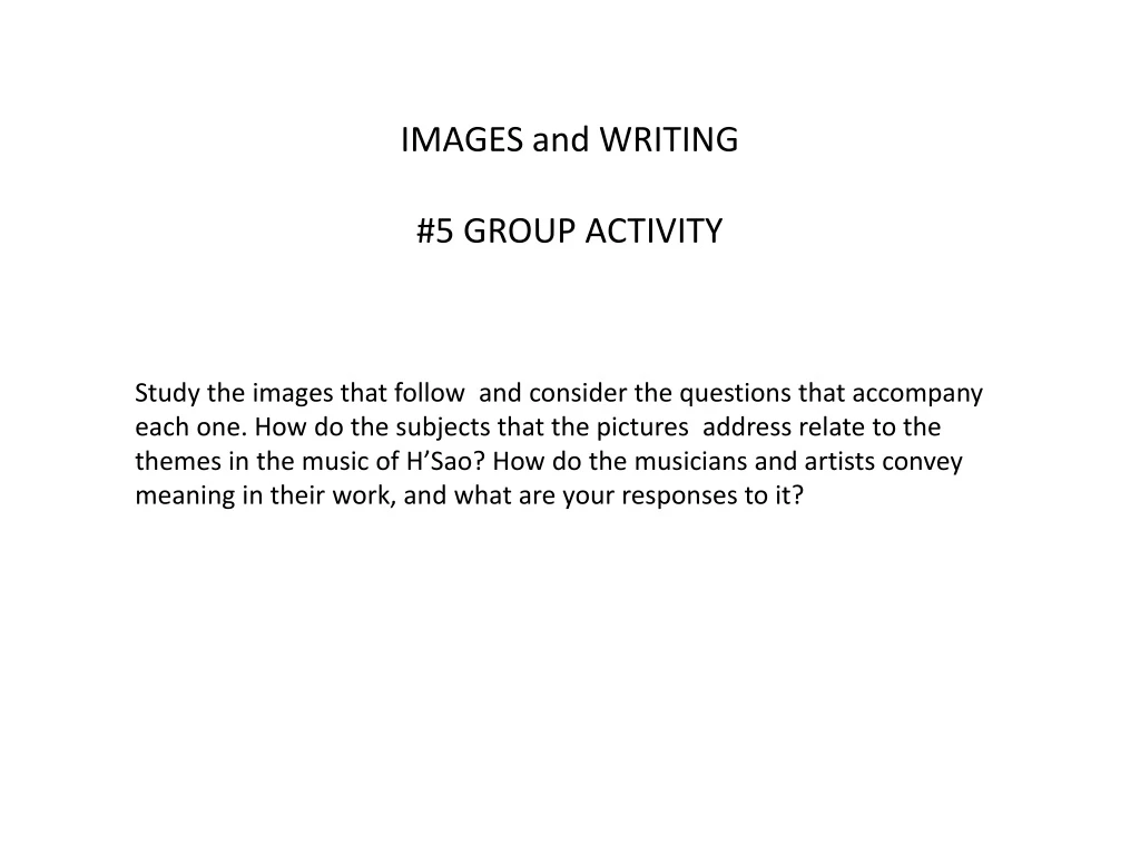 images and writing 5 group activity