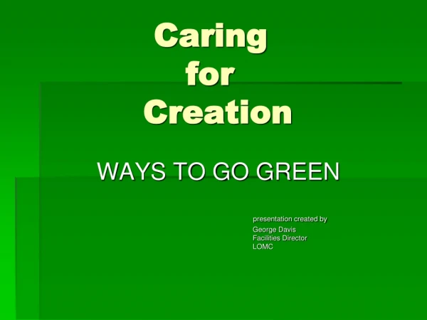 Caring for Creation