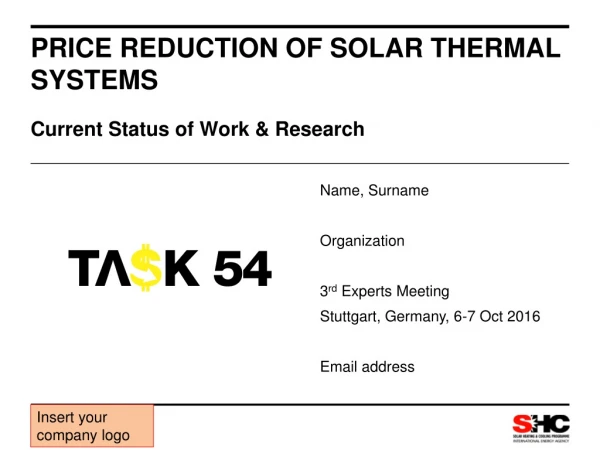 Price reduction of solar thermal systems