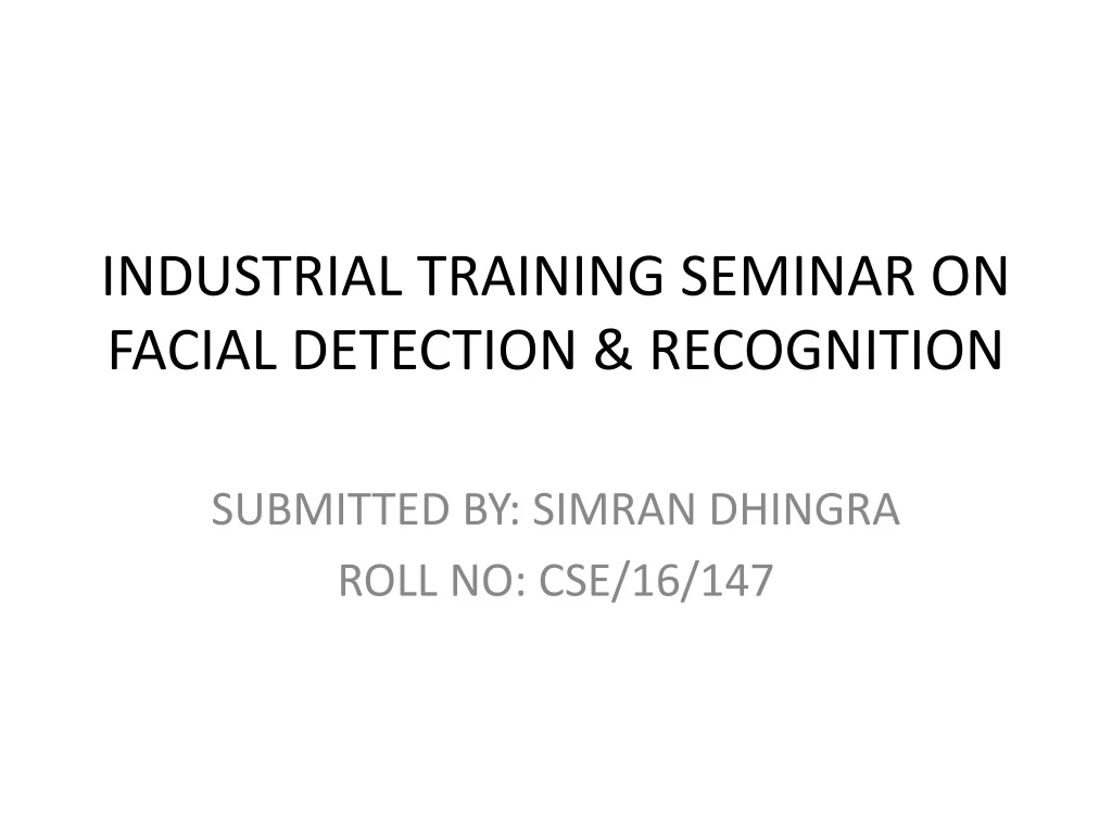 industrial training seminar on facial detection recognition