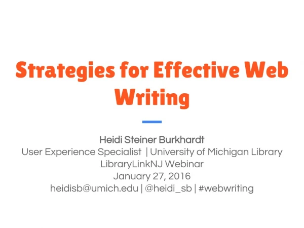 Strategies for Effective Web Writing