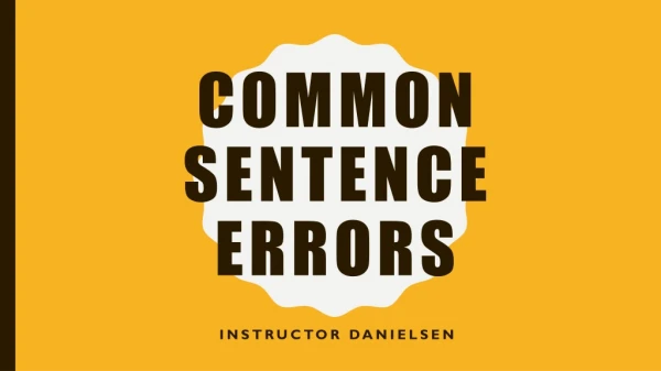 Common Sentence Errors