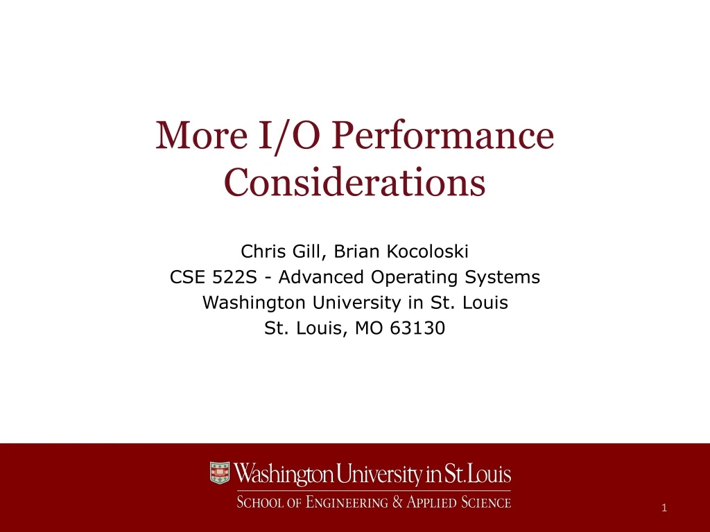 more i o performance considerations