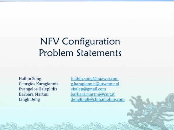 NFV Configuration Problem Statements