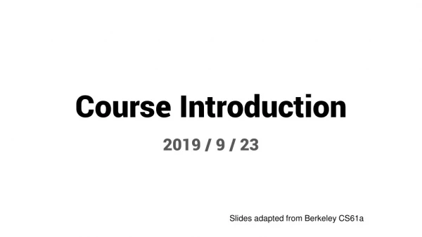 Course Intro duction