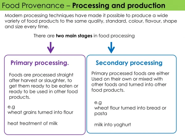 There are two main stages in food processing