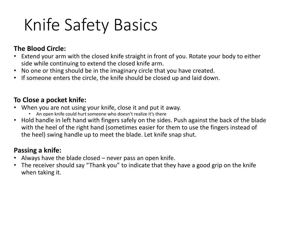 knife safety basics