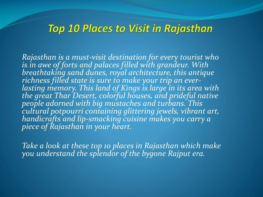 top 10 places to visit in rajasthan