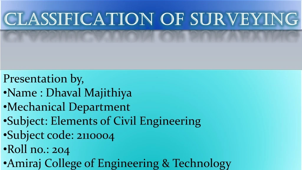 classification of surveying