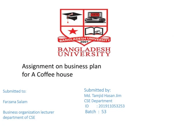 Assignment on business plan for A Coffee house