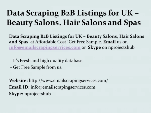 Data Scraping B2B Listings for UK Beauty Salons, Hair Salons and Spas