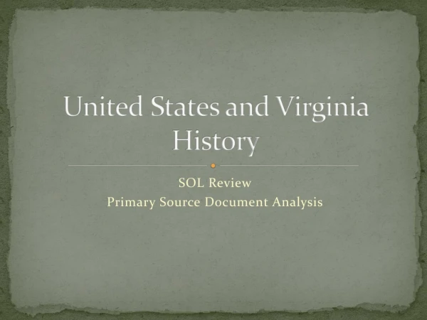 United States and Virginia History
