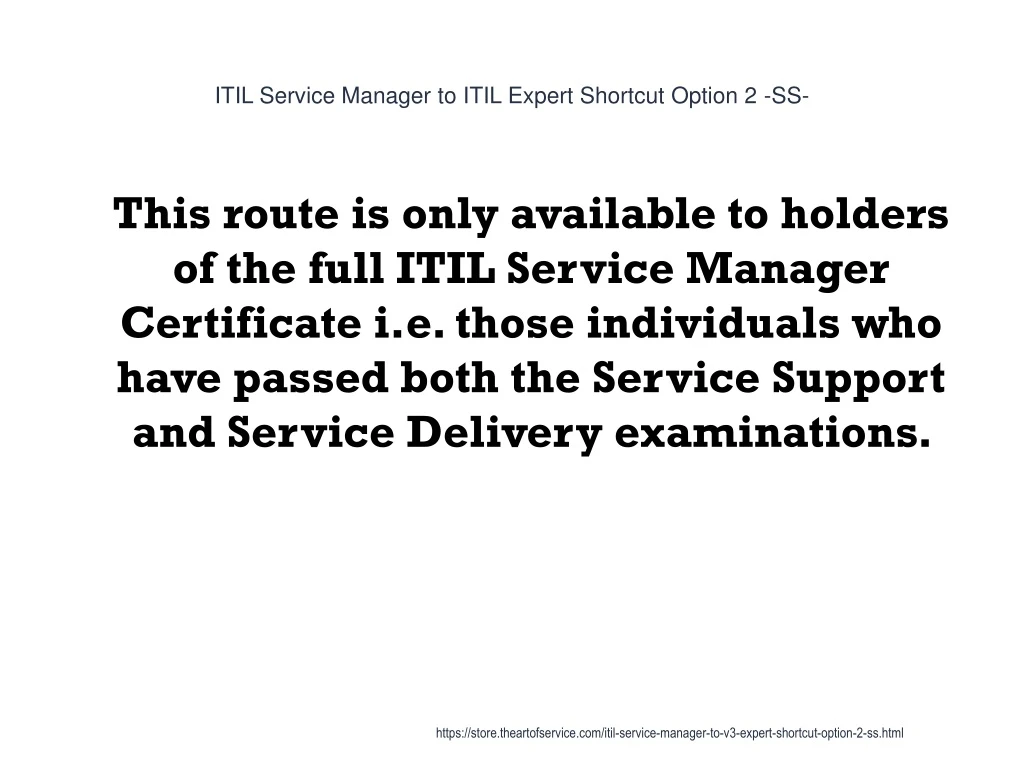 itil service manager to itil expert shortcut option 2 ss