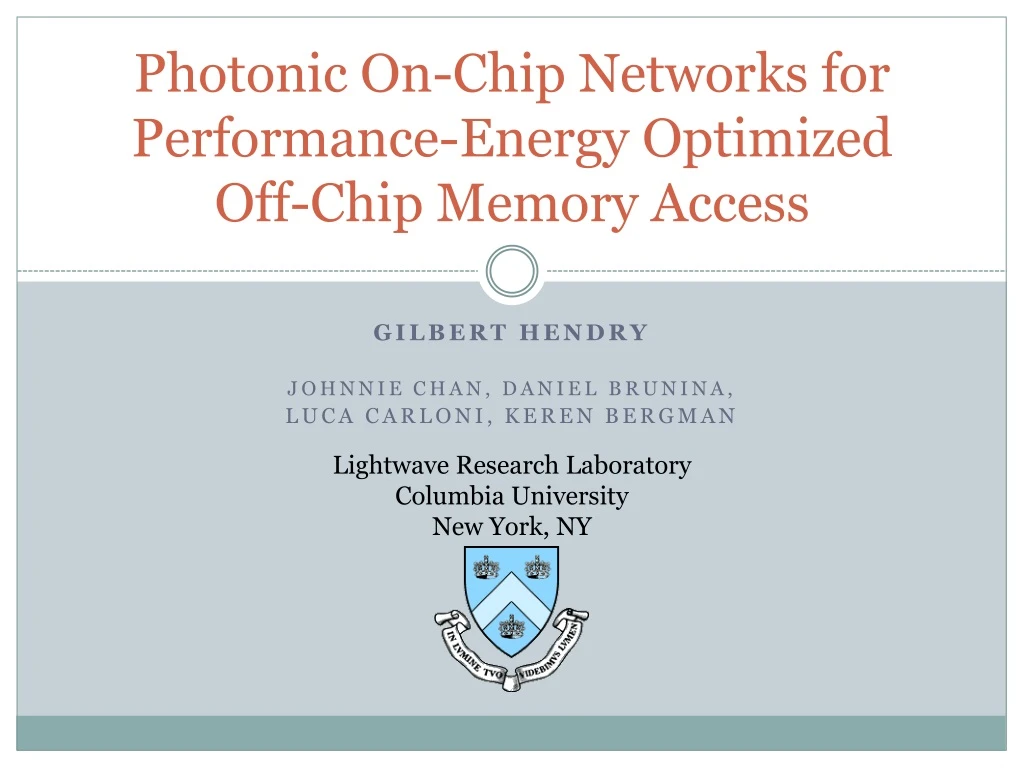 photonic on chip networks for performance energy optimized off chip memory access