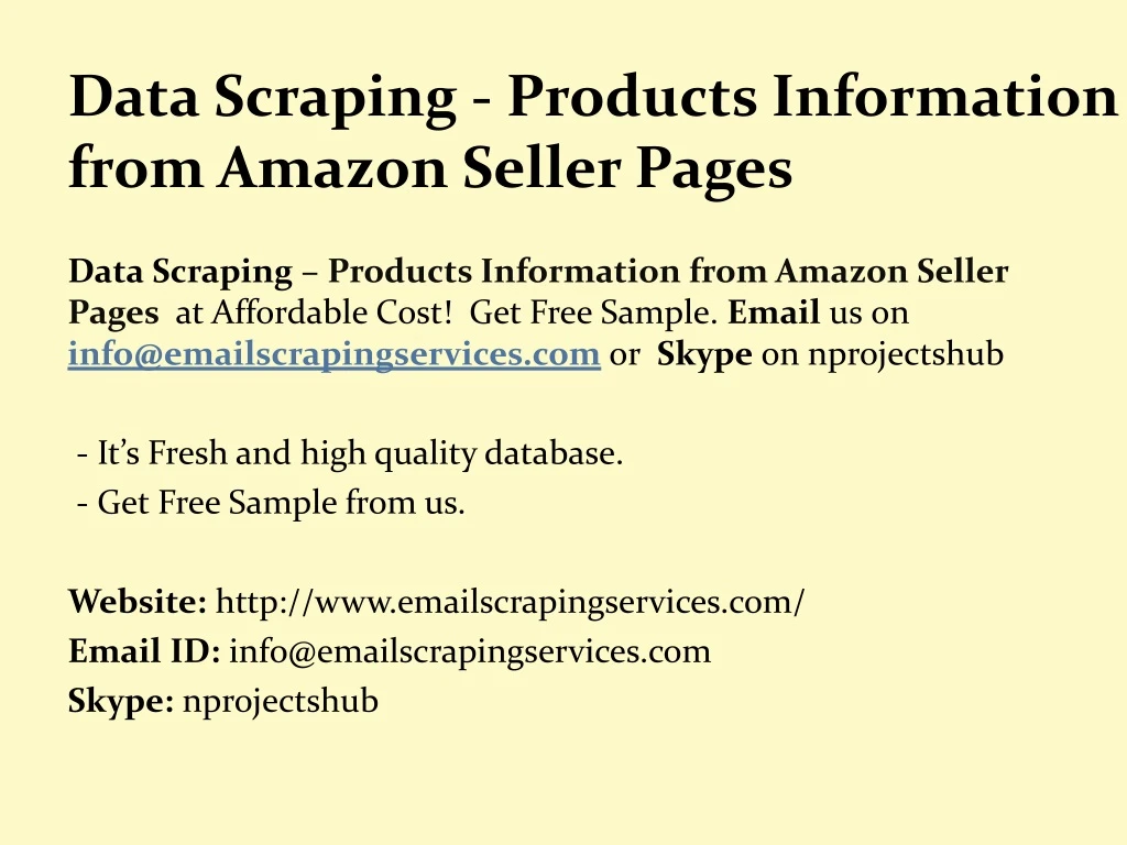 data scraping products information from amazon seller pages