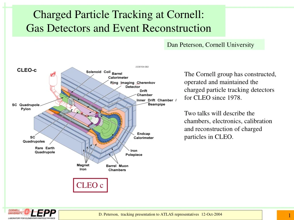charged particle tracking at cornell gas detectors and event reconstruction