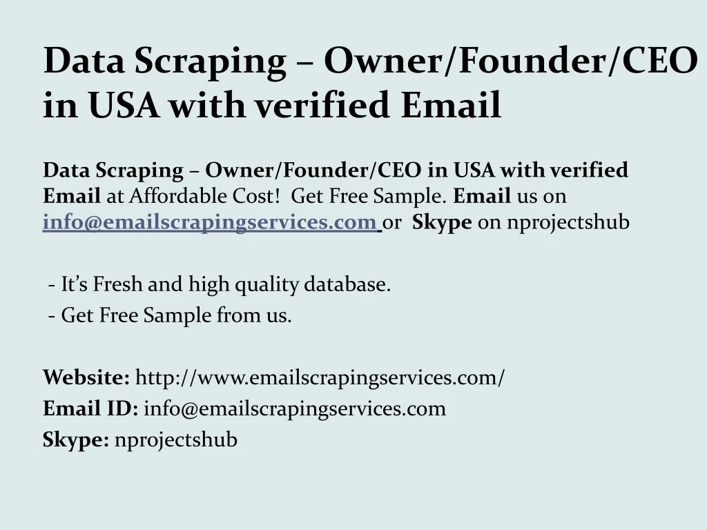 data scraping owner founder ceo in usa with verified email