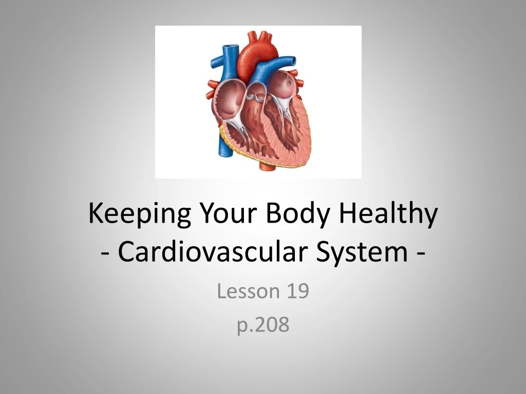 keeping your body healthy cardiovascular system