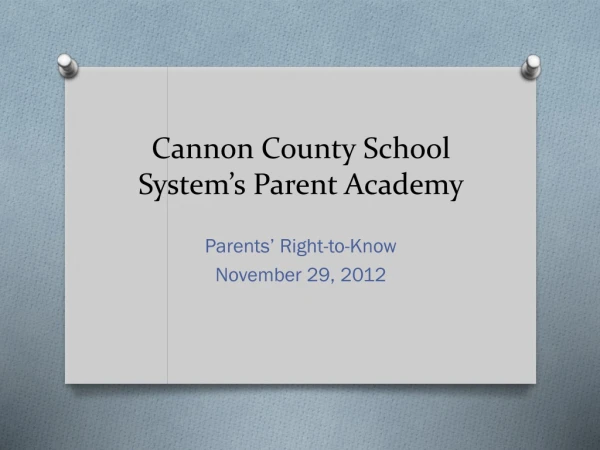 Cannon County School System’s Parent Academy