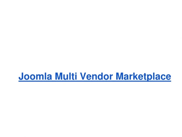 Joomla Multi Vendor Marketplace