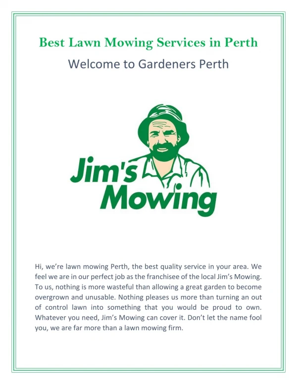 Get the Best Lawn Mowing Services in Perth