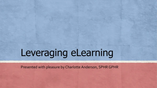 Leveraging eLearning