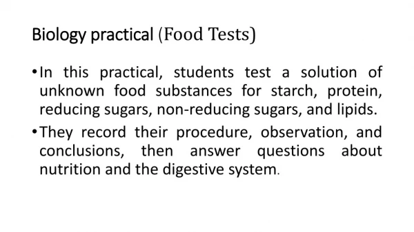 Biology practical ( Food Tests)