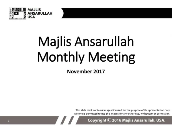 Majlis Ansarullah Monthly Meeting