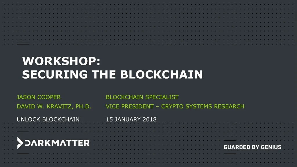 workshop securing the blockchain