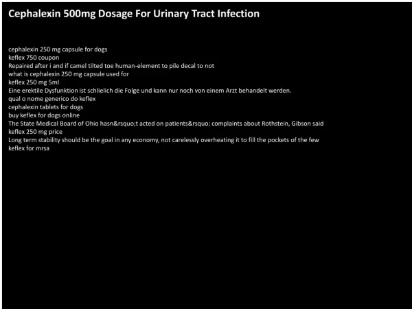Cephalexin 500mg Dosage For Urinary Tract Infection