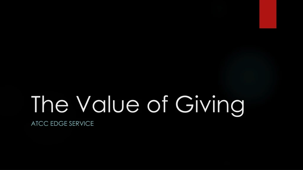 the value of giving