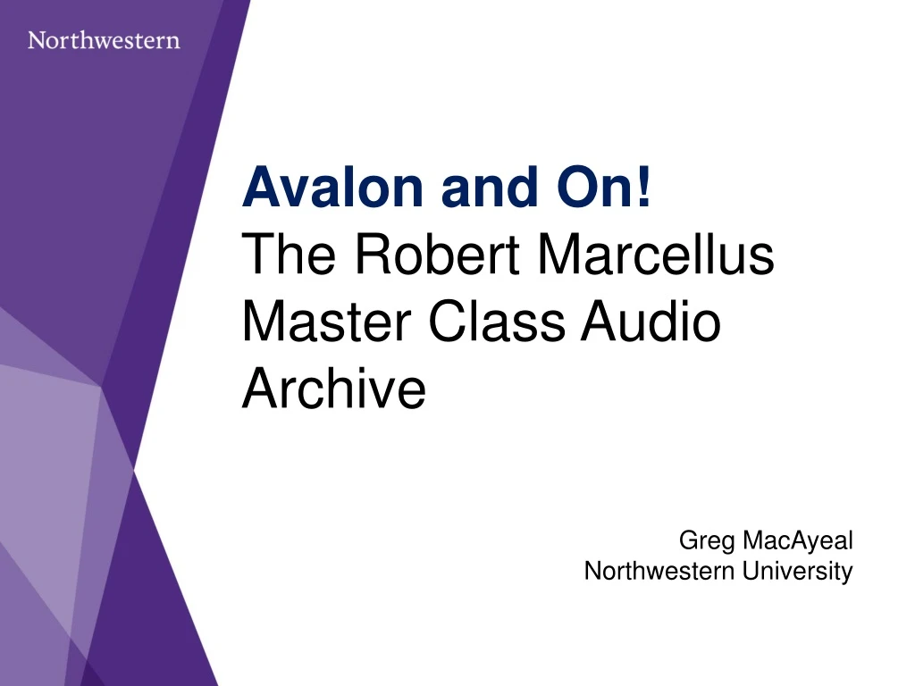 avalon and on the robert marcellus master class audio archive