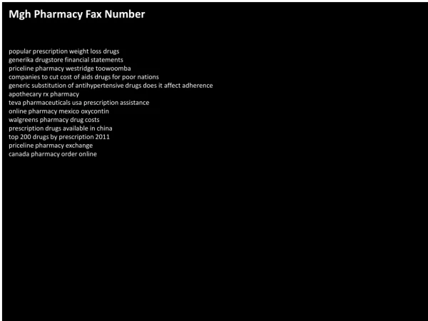 Mgh Pharmacy Fax Number