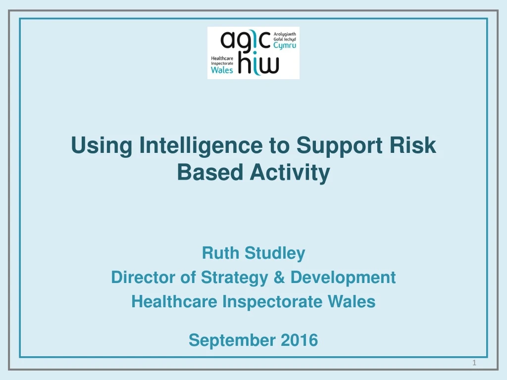 using intelligence to support risk based activity