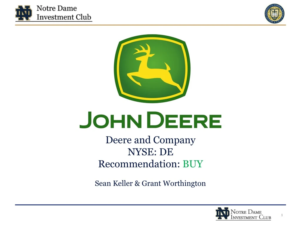deere and company nyse de recommendation buy sean