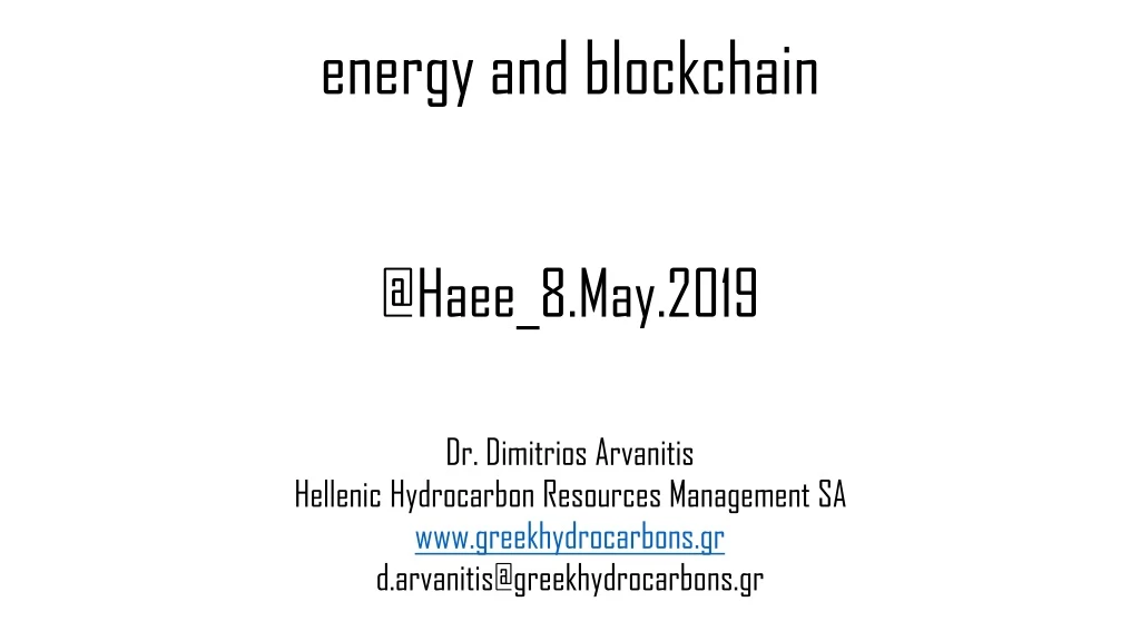 energy and blockchain @haee 8 may 2019