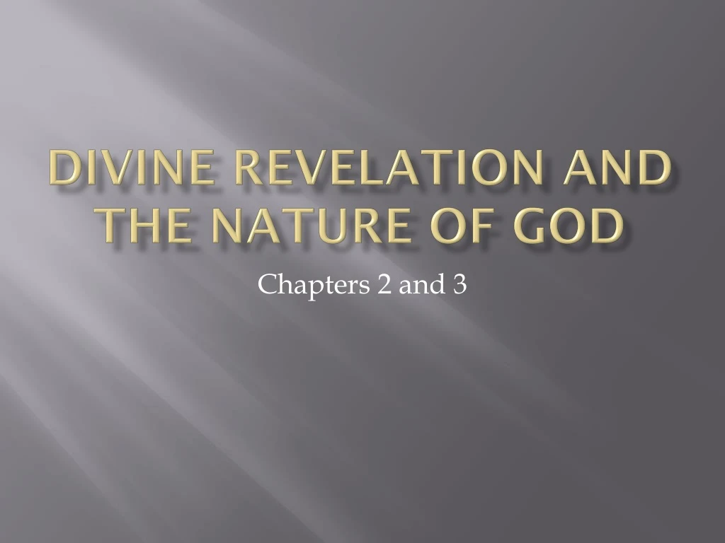 divine revelation and the nature of god