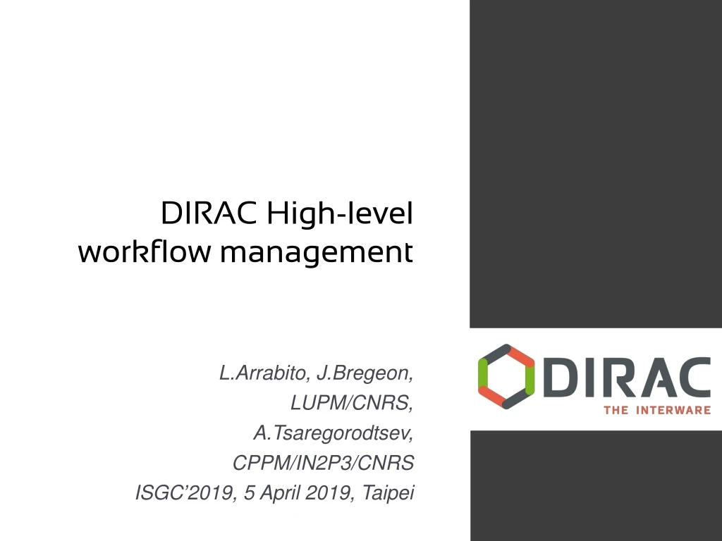 dirac high level workflow management