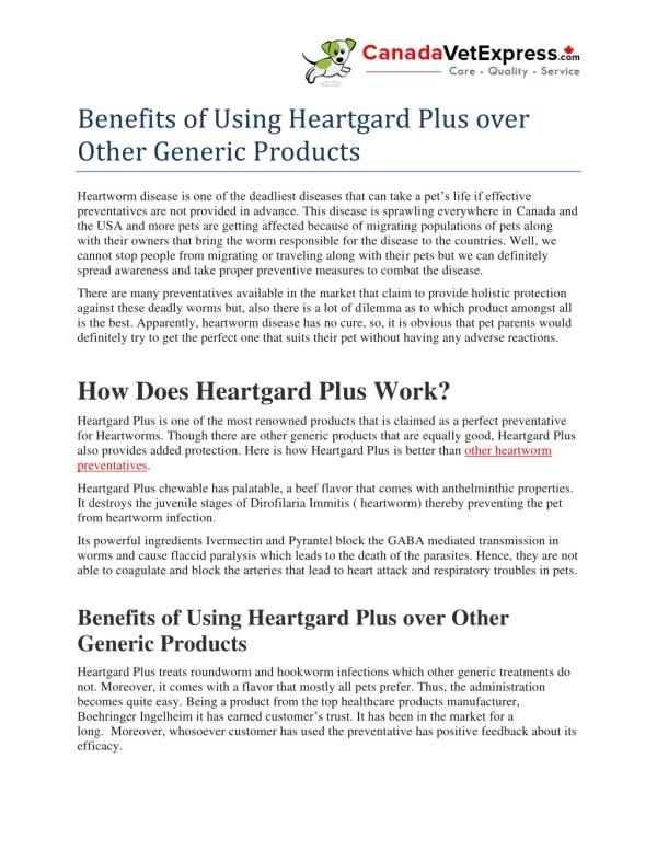 benefits of using heartgard plus over other